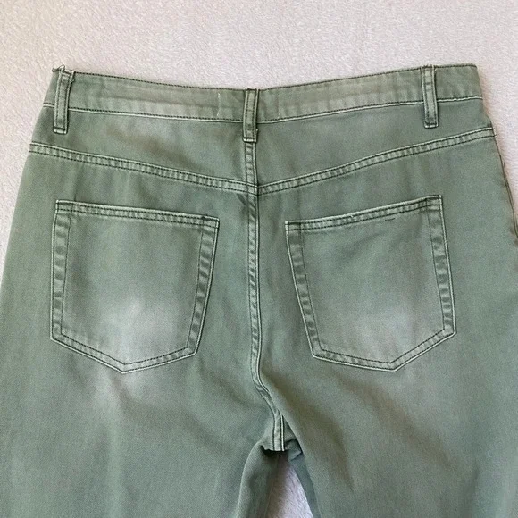 Vervet LA Distressed Cropped Wide Leg Jeans Women Size 30 Olive Green Grunge NWT - Picture 4 of 10